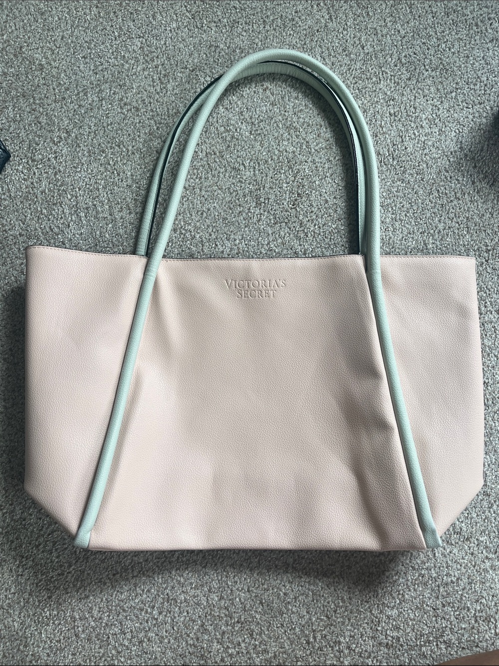 Victoria's Secret Blush Pink Tote with Gray Handles
